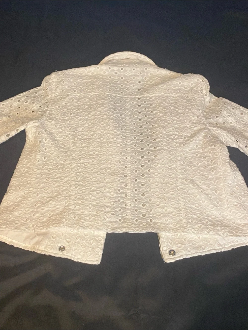 Womans INC International Concepts Cotton Eyelet Moto Jacket Size S-M